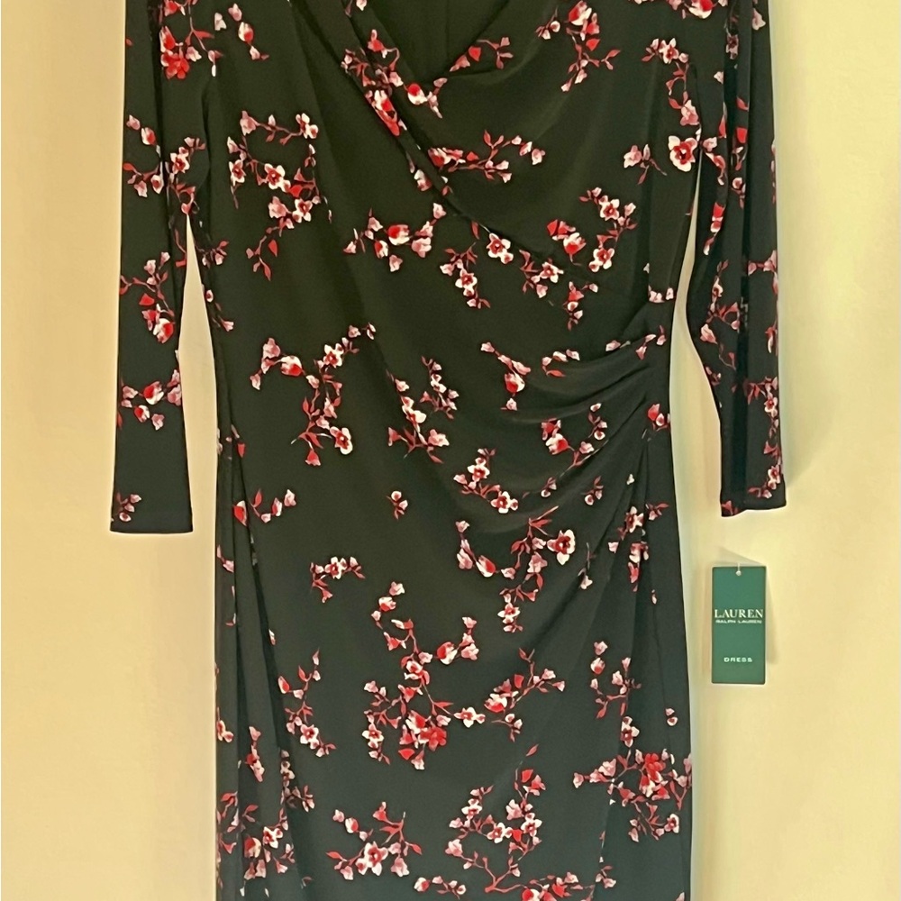 Ralph Lauren Black Dress with Red Floral Print